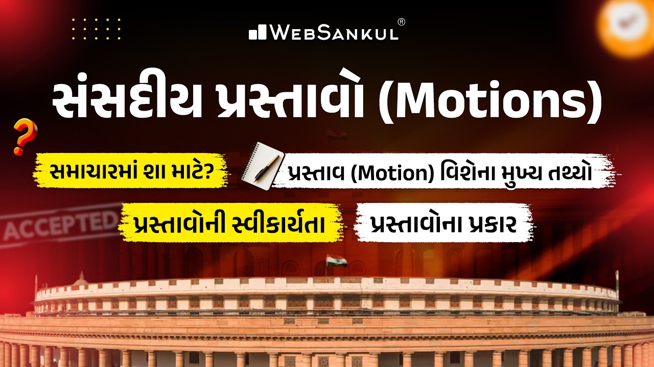 સંસદીય પ્રસ્તાવો (Motions) | Current Affairs | Indian Polity | WebSankul Clips