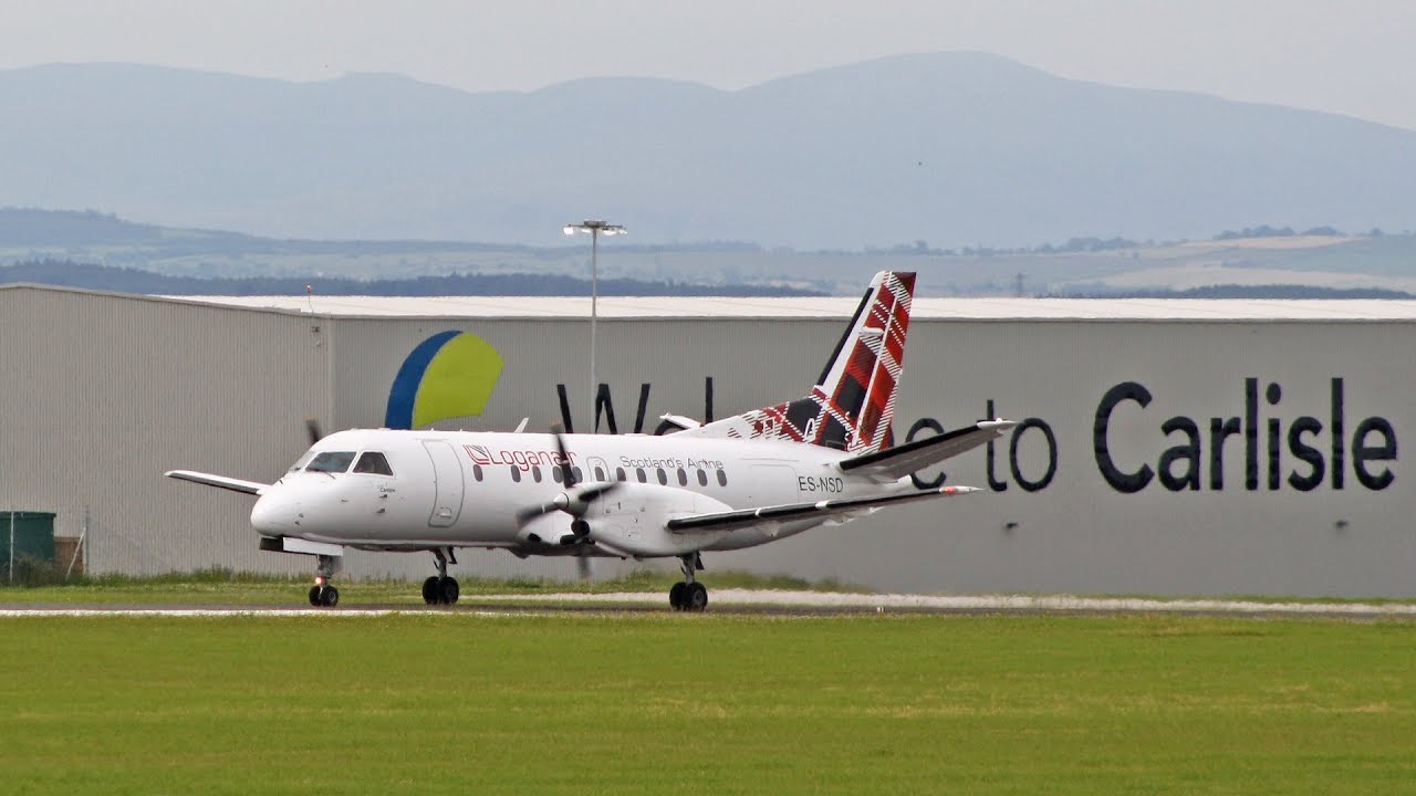 Loganair Saab340 First flights at Carlisle Lake District Airport