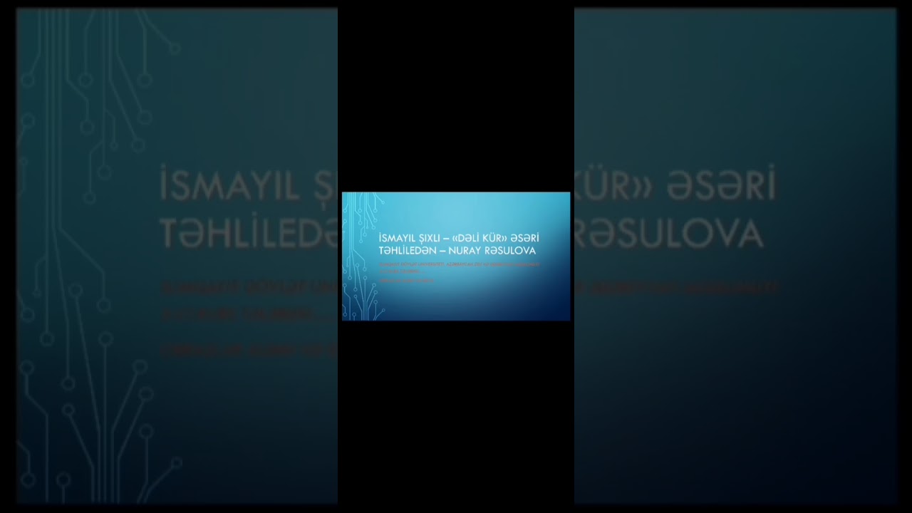 İsmayıl Şıxlı - Dəli Kür əsərinin təhlili #nuraylaədəbitəhlil