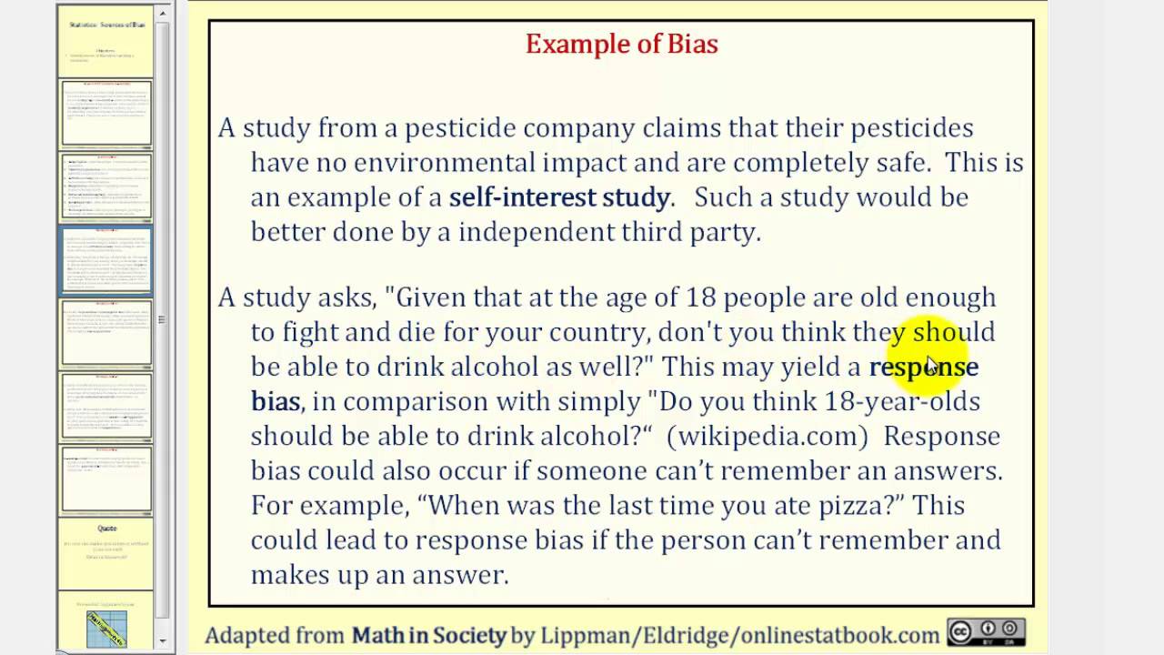 Statistics:  Sources of Bias