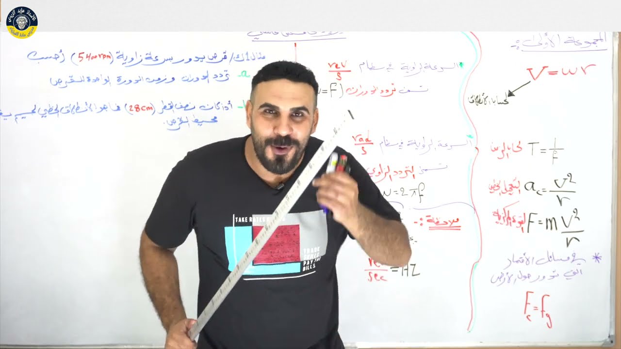 فيزياء خامس علمي جميع مسائل الفصل السابع الحركة الدائرة والدورانية 2021