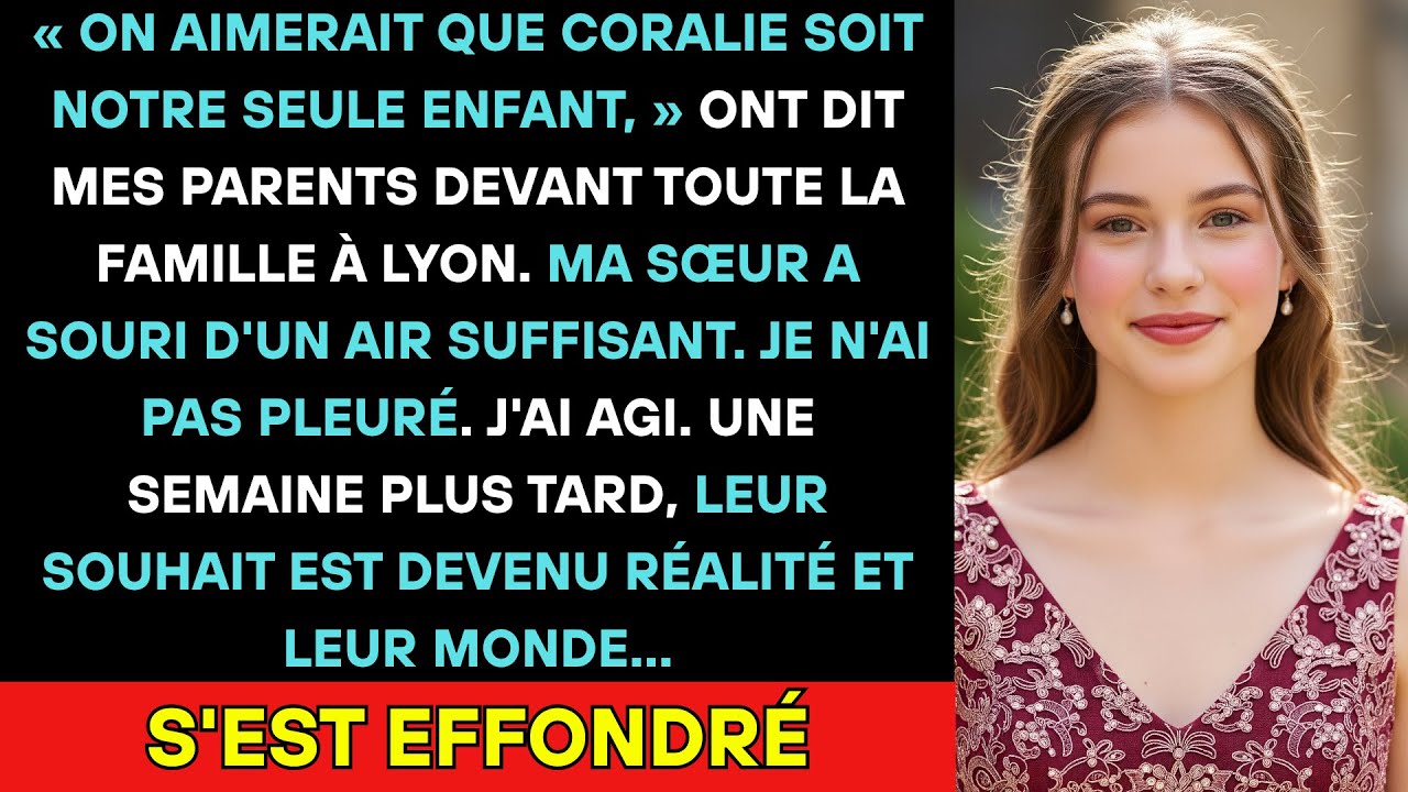 Au Repas De Famille, Mes Parents Ont Dit: « On Aimerait Que Ta Sœur Soit Notre Seule Enfant » Alors.