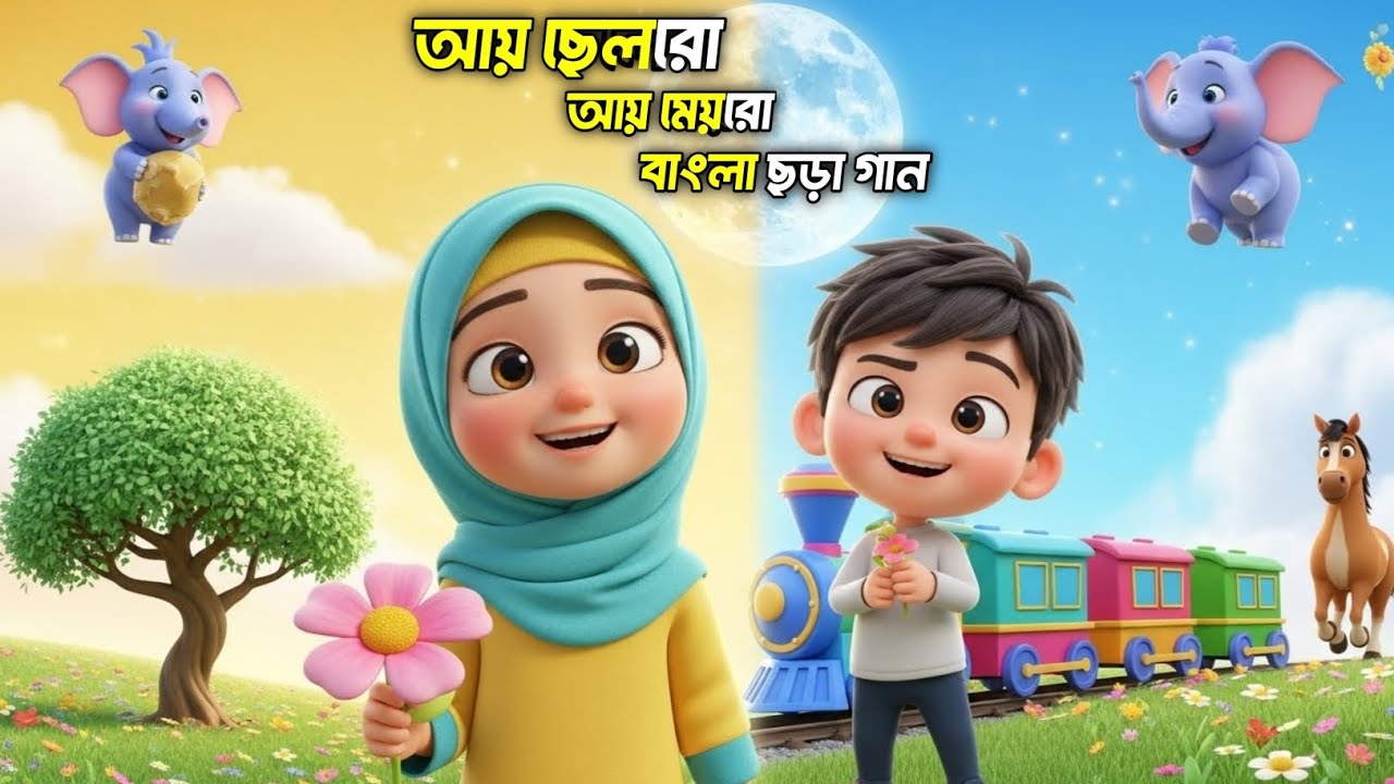 চাঁদ উঠেছে ফুল ফুটেছে | ঝক ঝক ঝক ট্রেন | আয় ছেলেরা আয় মেয়েরা | Bangla Kids Rhyme 3D Animation 2025 