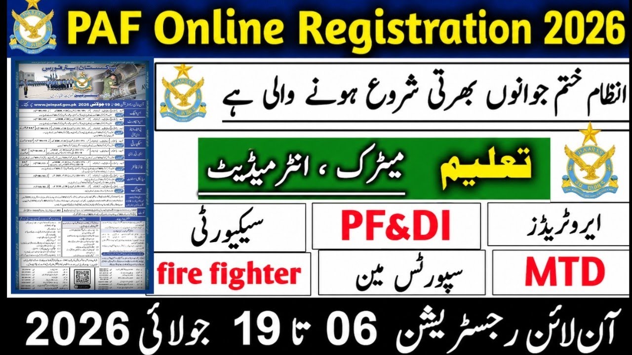 PAF Airman New Jobs 2026 | PAF TEST PREPARATION 2026 | Aero Trade, PF&DI, Security, Sportsman