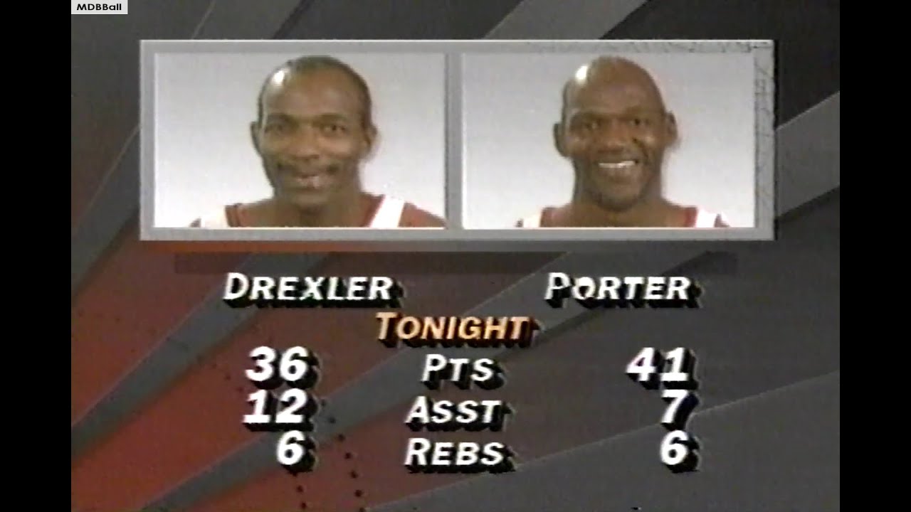 Terry Porter (41p) & Clyde Drexler (36p) Highlights - Jazz @ Blazers 1992 WCF Game 2