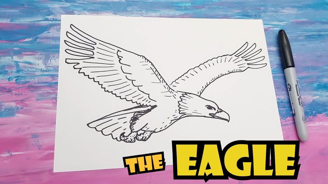 🦅Majestic Bald Eagle Drawing with Black Marker | Very Easy