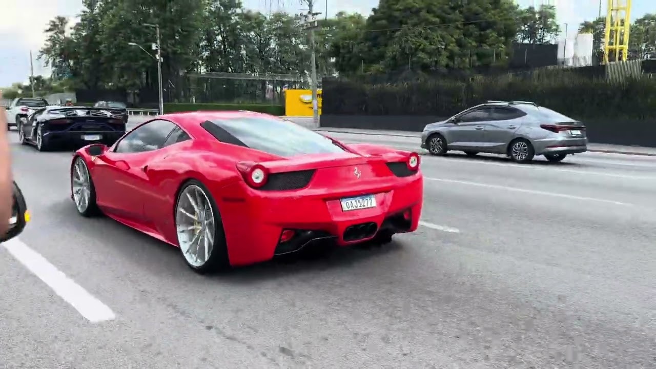 AVENTADOR SVJ & FERRARI 458 ITÁLIA ACELERANDO FORTE NA VOLTA DO 36PEA!!!