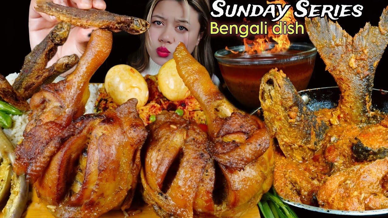 Massive Mukbang| Bengali Mukbang | Huge Local Lal Murgir Jhol, Fish curry,Fish fry,Rice Mukbang ASMR