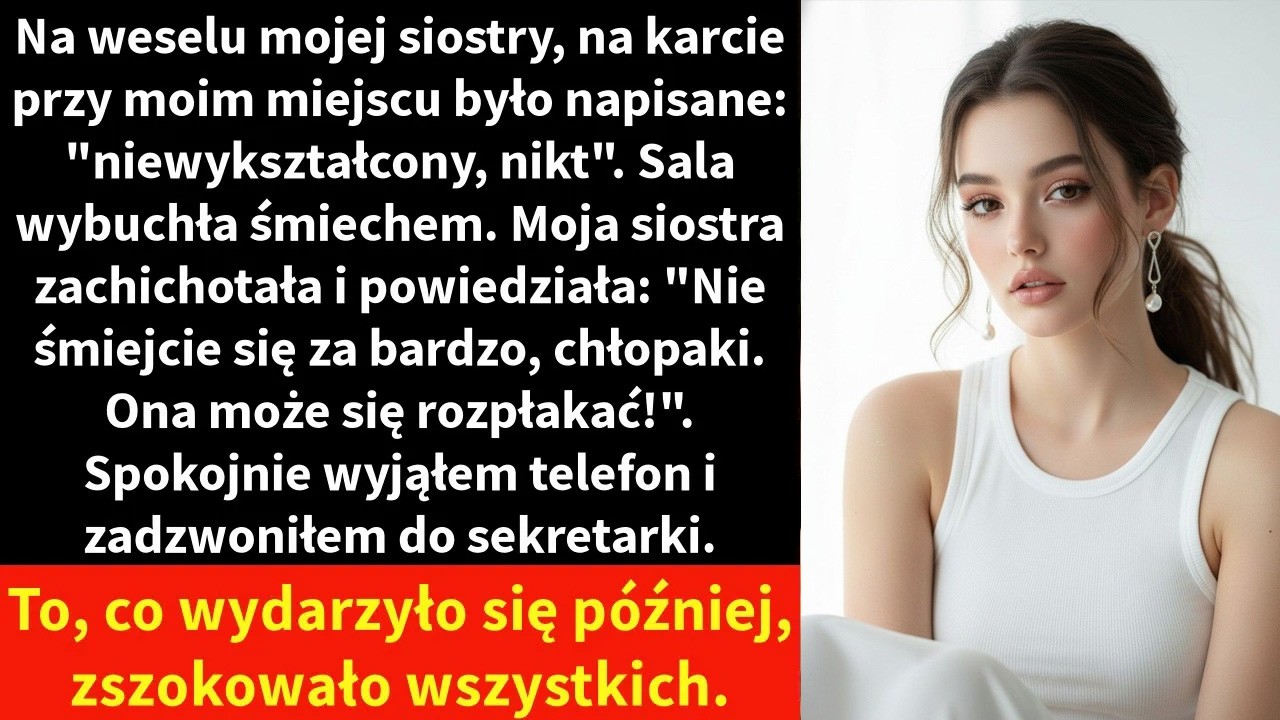 Na weselu mojej siostry, na karcie przy moim miejscu było napisane: \