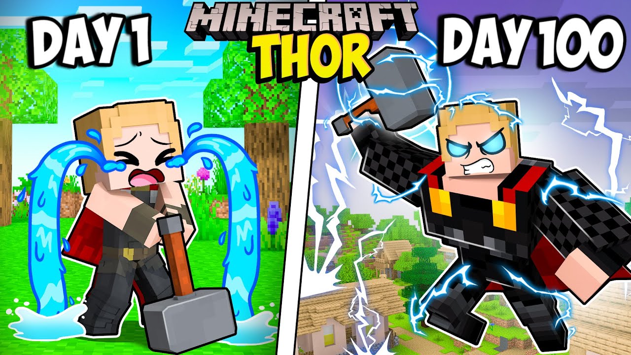 I Survived 100 Days as THOR in Minecraft