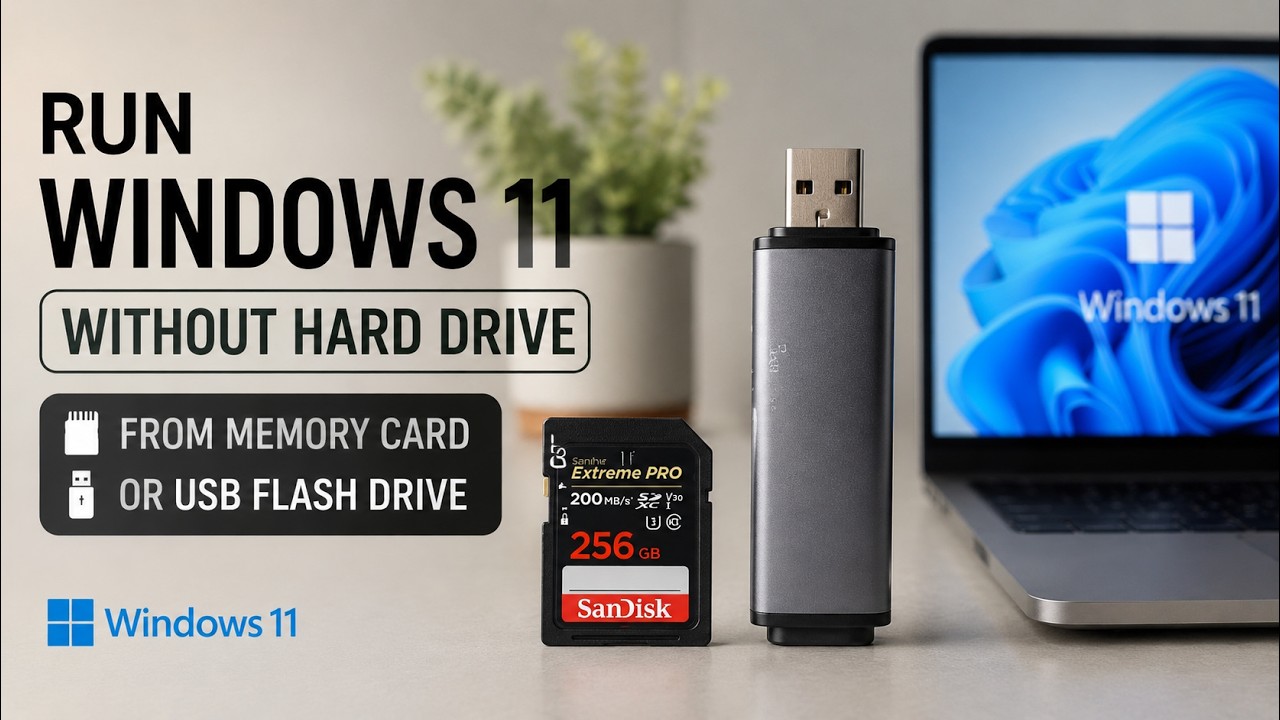 How to use Windows on your PC without Hard Drive | Run Windows from Memory Card or USB Pen Drive |