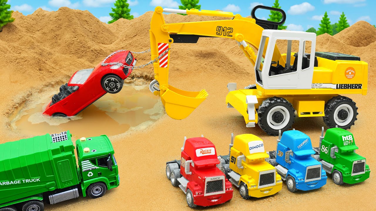Excavator, Bulldozer & Police Car Rescue Dump Truck | Construction Vehicles