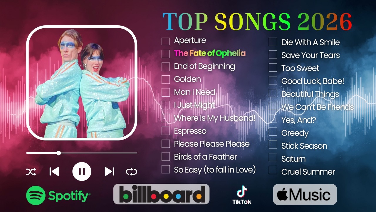 Billboard Spotify Pop Hits 2026 🎵 English Songs 🎵 Taylor Swift - Opalite, The Fate of Ophelia, Adele