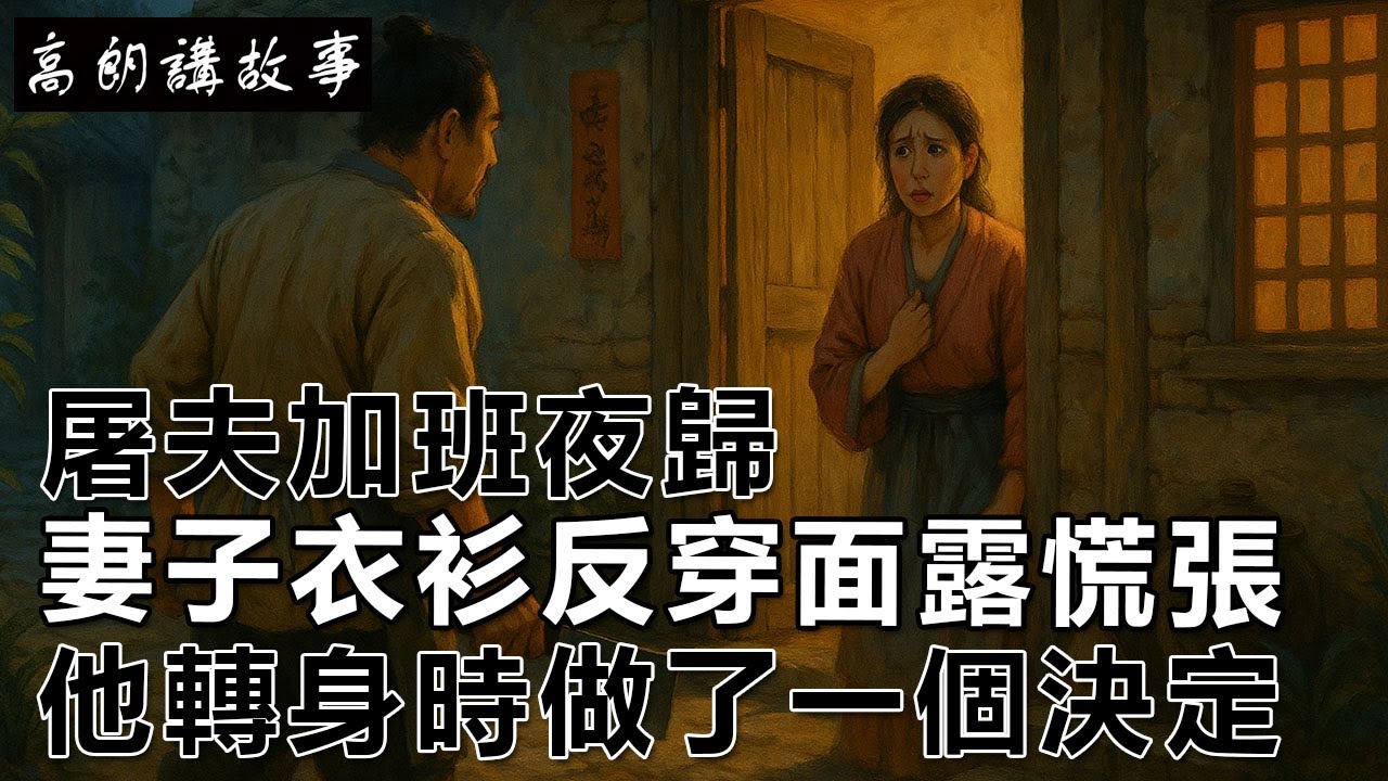 民間故事：屠夫加班夜歸，妻子衣衫反穿面露慌張，他轉身時做了一個決定｜高朗講故事