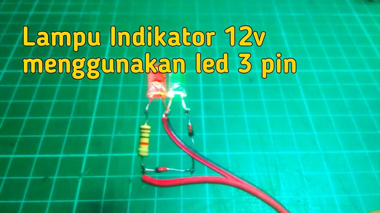 Lampu indikator 12v dengan led 3 pin