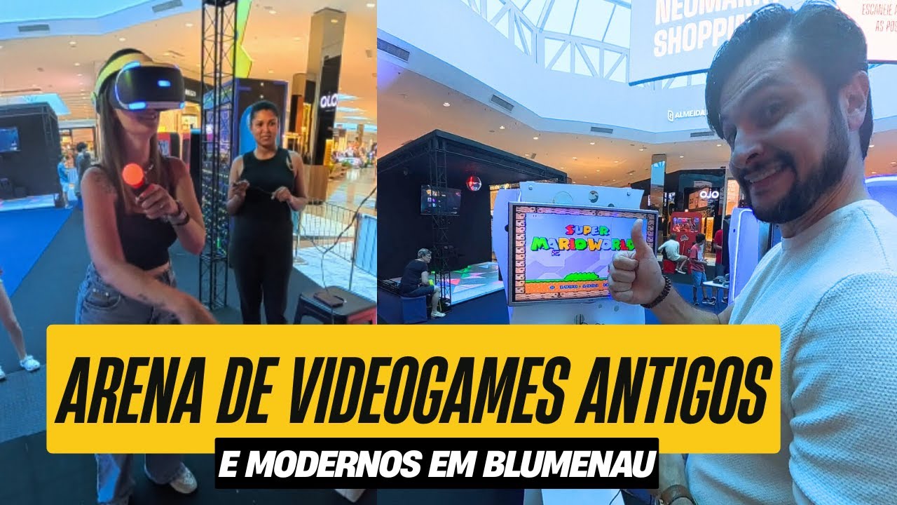 Como é o Arena Super Games no Shopping Neumarkt em Blumenau - Videogames antigos e modernos.