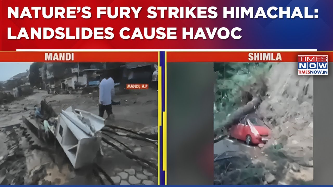 Landslides Hit Himachal Pradesh: Mandi and Shimla Face Havoc, Trees Uprooted, Vehicles Stuck | Watch