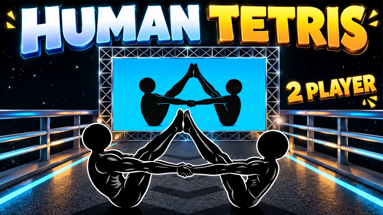 8 MIN🔥 HUMAN TETRIS CO-OP x 2 Player | Immersive Interactive Warm Up | Viral Interactive Game | FULL