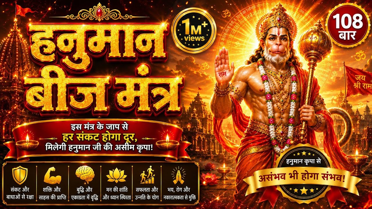 Hanuman Beej Mantra 108 Times for Courage, Strength & Protection from Negativity