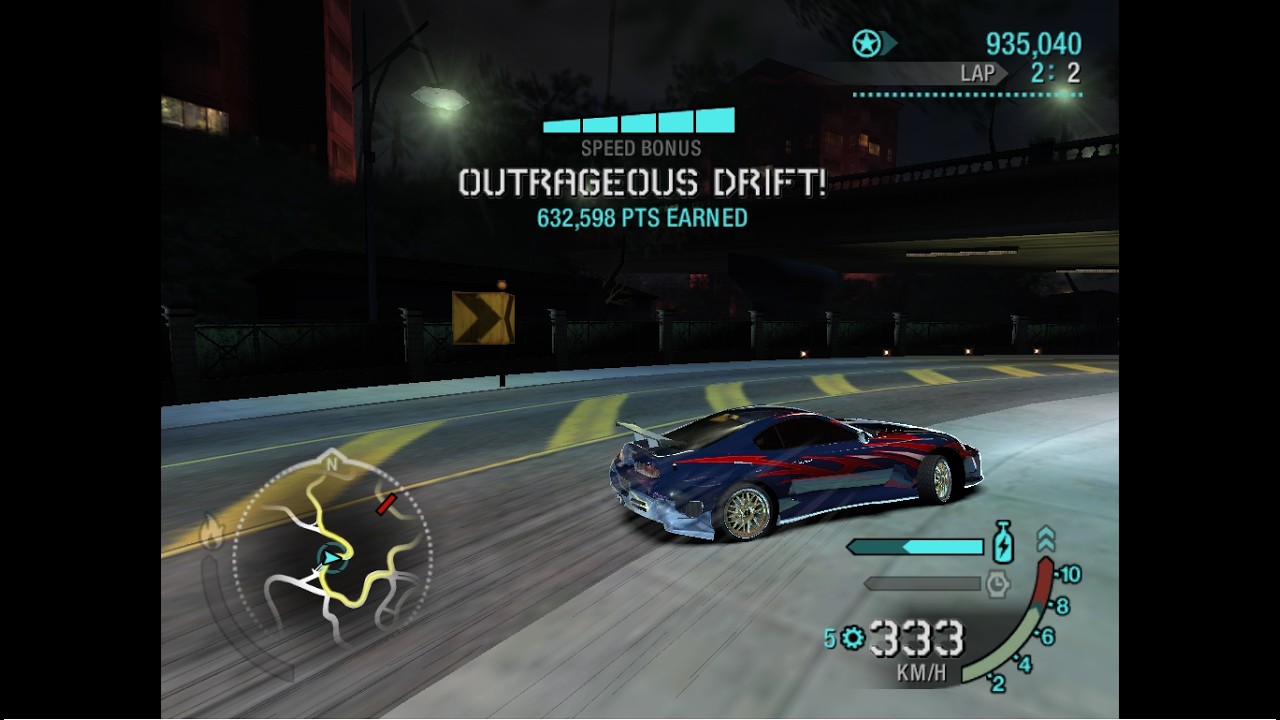 NFS Carbon DRIFT | Shady Pine | 2 laps Supra (keyboard)