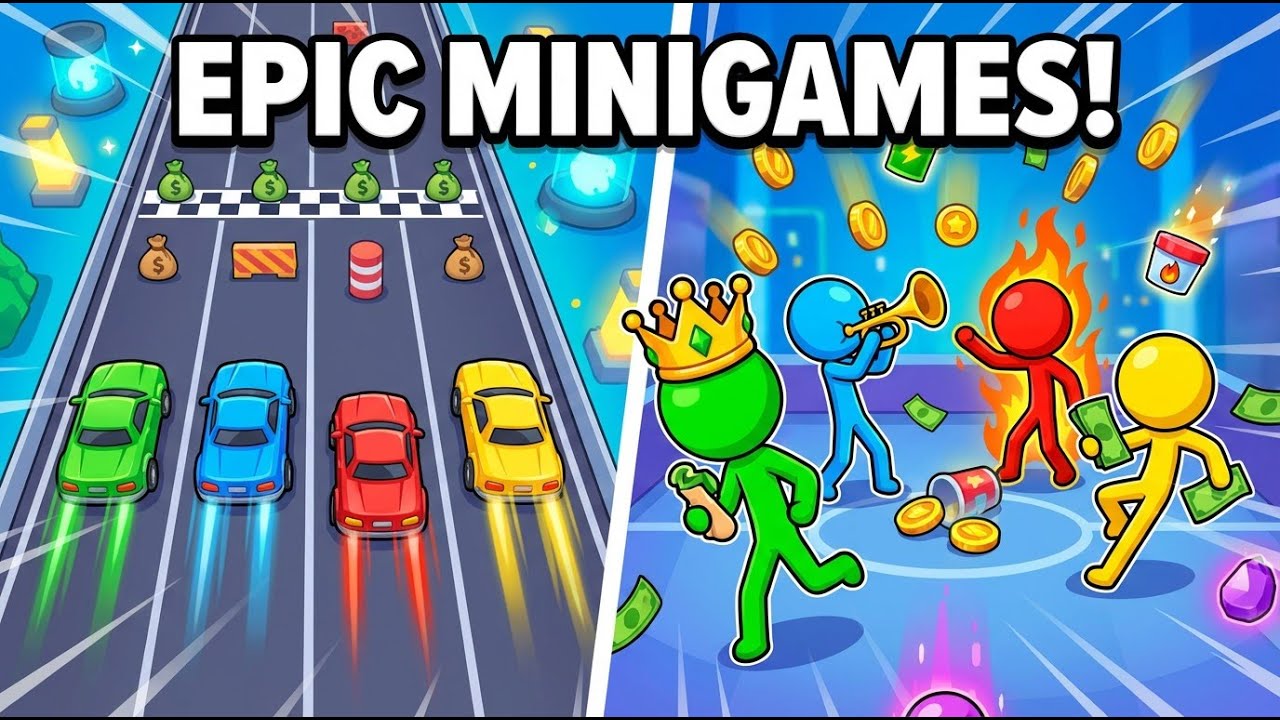 Stickman BEST Minigames - Racing vs Collecting vs Competitive Modes Gameplay