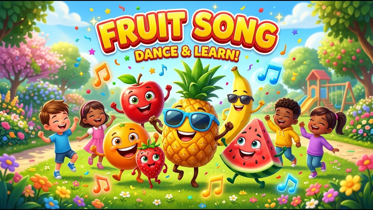 Fruit Fiesta Fun Song 🍍🍎🍉! Fun Healthy Food Dance Song for Children 🎵