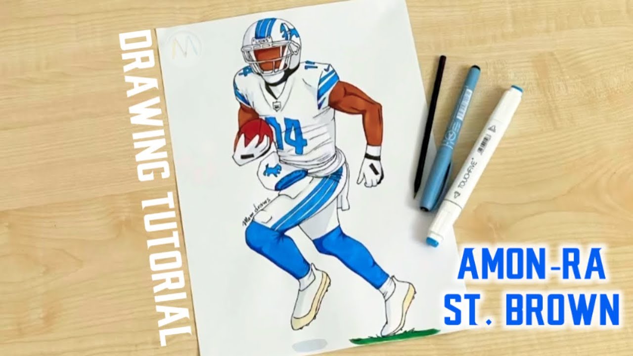 How to draw Detroit Lions players / Amon-Ra St. Brown