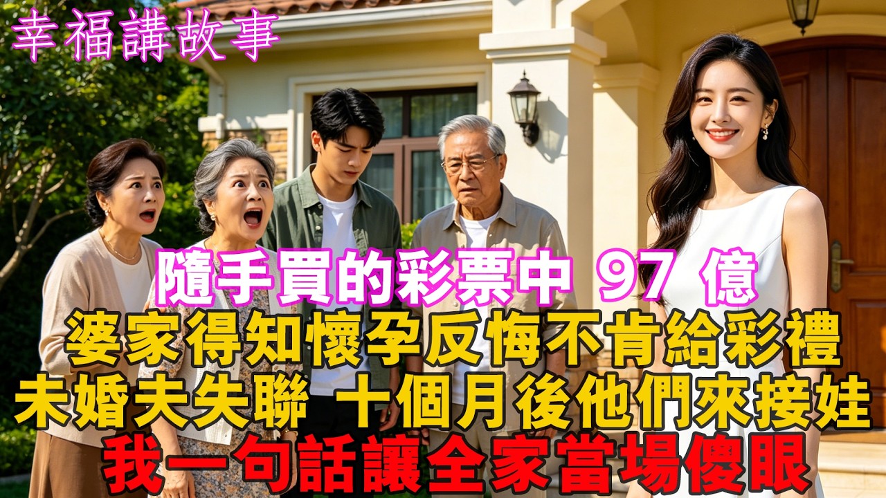 隨手買的彩票中 97 億，婆家得知懷孕後不肯給彩禮，未婚夫一言不合失聯。十個月後他們喜氣洋洋來接娃，我一句話讓全家當場傻眼！#家庭 #婚姻 #健康 #情感 #人生感悟 #為人處世 #老年生活 #婆媳