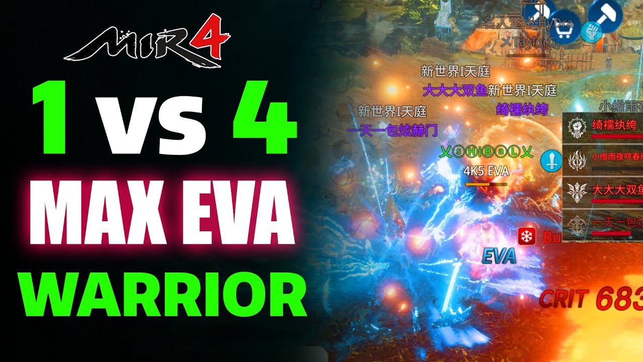 MIR4 PvP: 1 vs 4 &ndash; The Power of EVA Warrior!