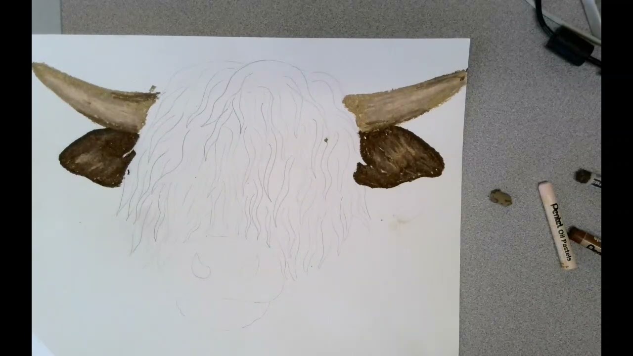 Highland Cow Oil Pastel