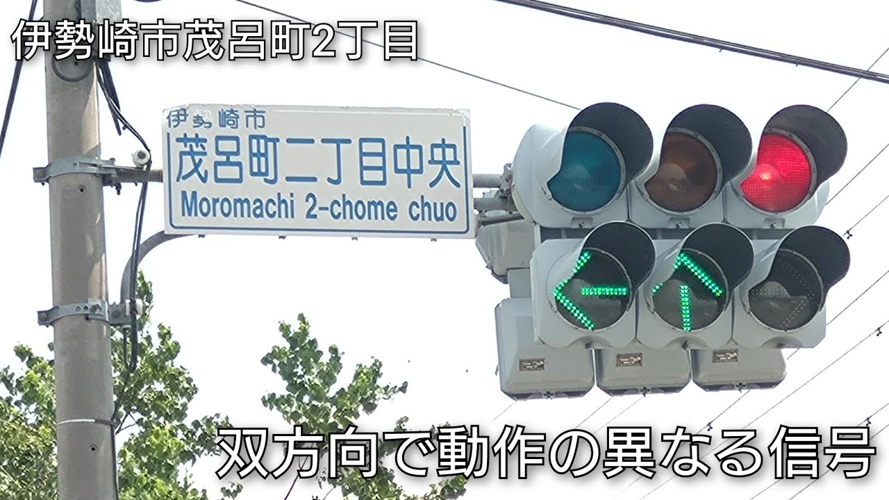 【伊勢崎市茂呂町2丁目】双方向で動作の異なる信号 @茂呂町二丁目中央