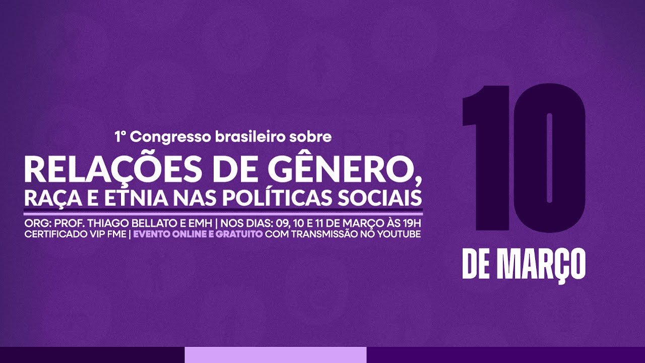 1º Congresso brasileiro sobre relações de gênero, raça e etnia nas políticas sociais