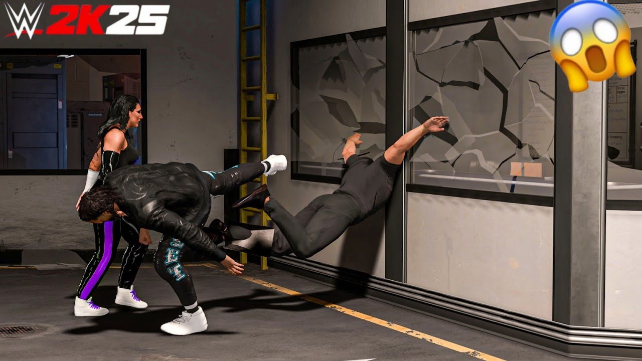 WWE 2K25 - Jey Uso and Rhea Ripley Destroys Gunther at Backstage Brawl | Gameplay
