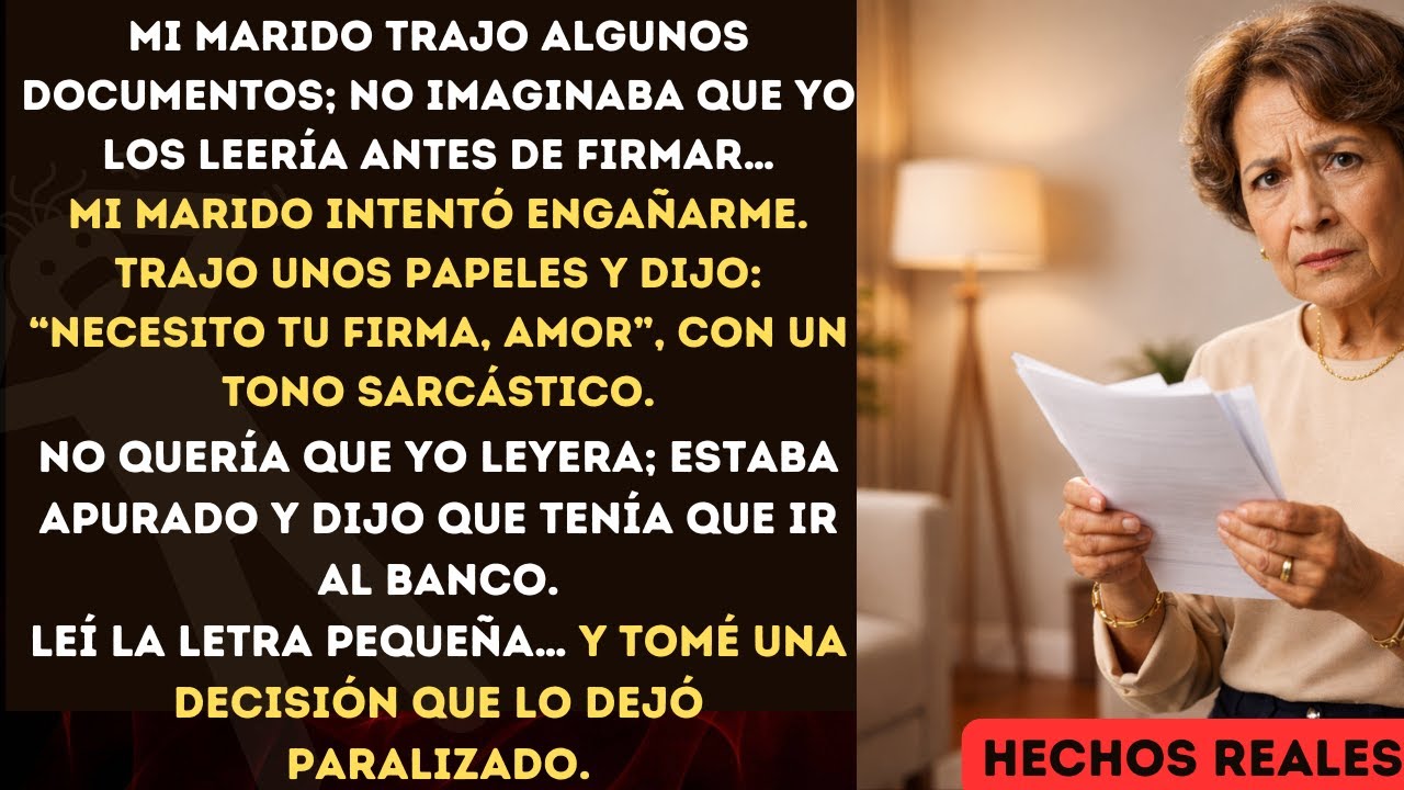 Mi marido trajo algunos documentos...  no imaginaba que yo los leería antes de firmar, no quería ...