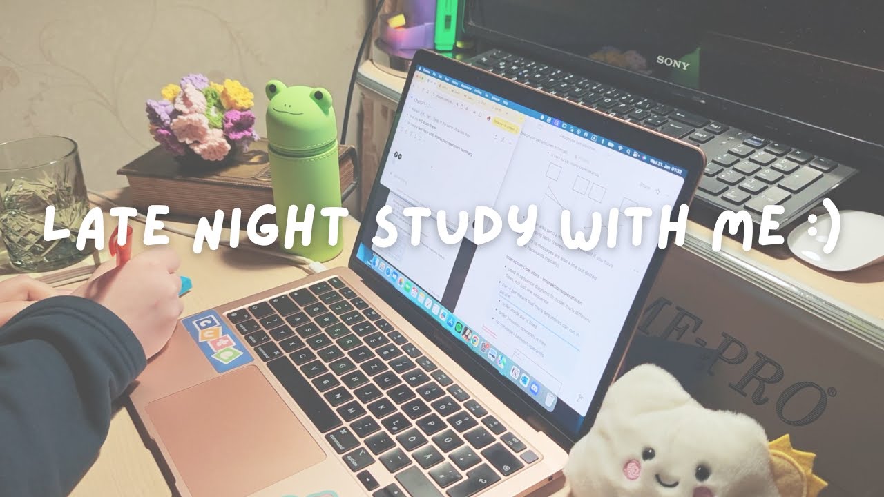 ♡ study with me ♡ | 1 hour | no break | late night | brown noise | study motivation