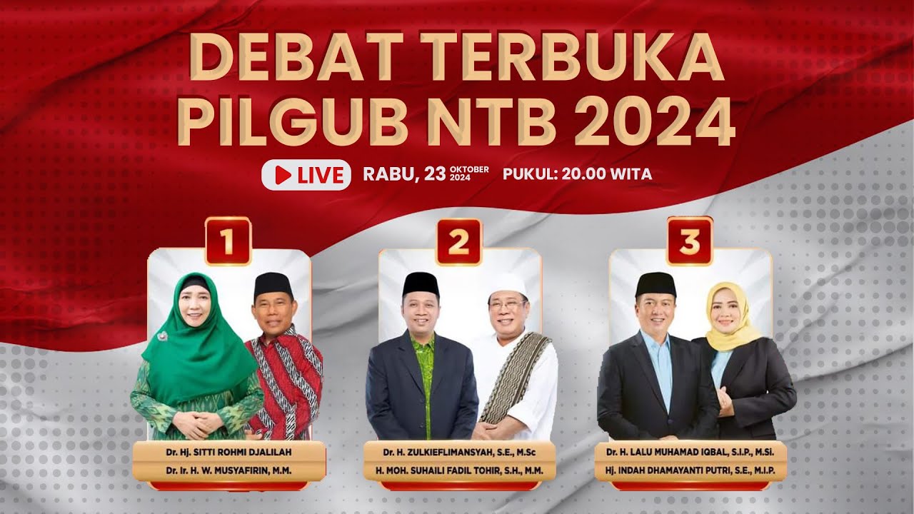 🔴LIVE: Debat Terbuka Pertama Pasangan Calon Gubernur NTB Tahun 2024