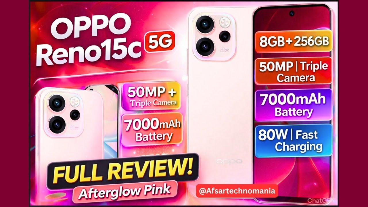 Oppo Reno15C 5G Afterglow Pink 🔥 8GB RAM + 256GB Storage | Full Review and Features.#oppo 