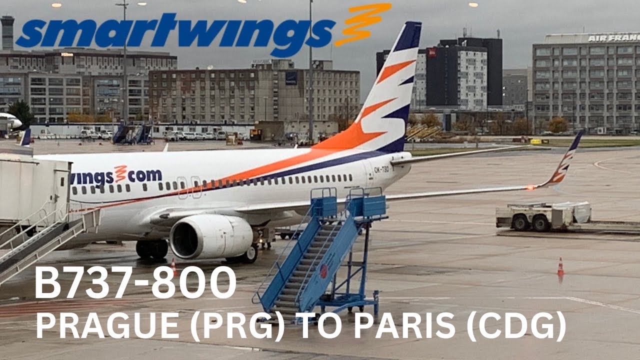 Smartwings 737-800 Wing View | “Business Class” | Prague to Paris [HD]