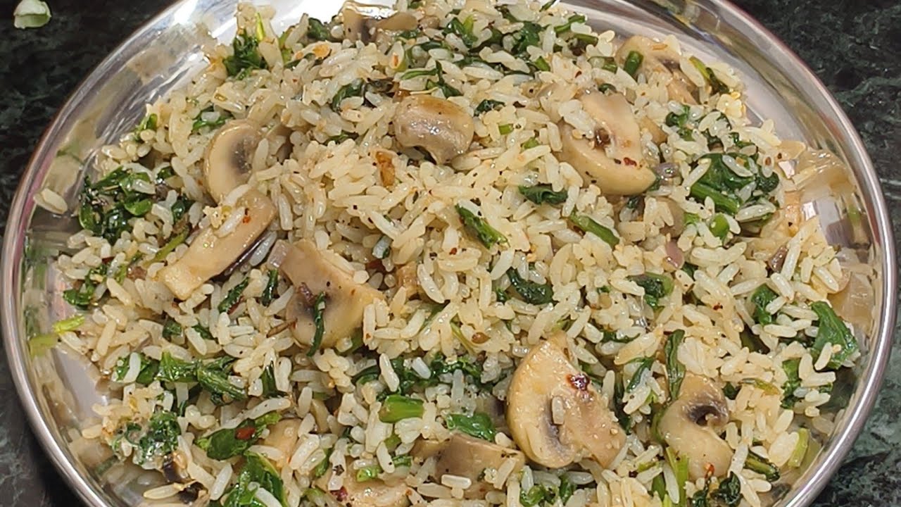Quick and easy spinach mushroom rice recipe