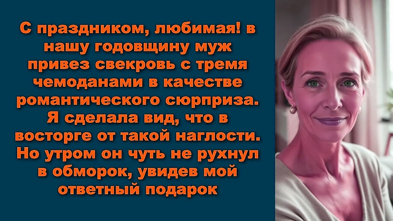 С праздником, любимая! в нашу годовщину муж привез свекровь с тремя чемоданами в качестве