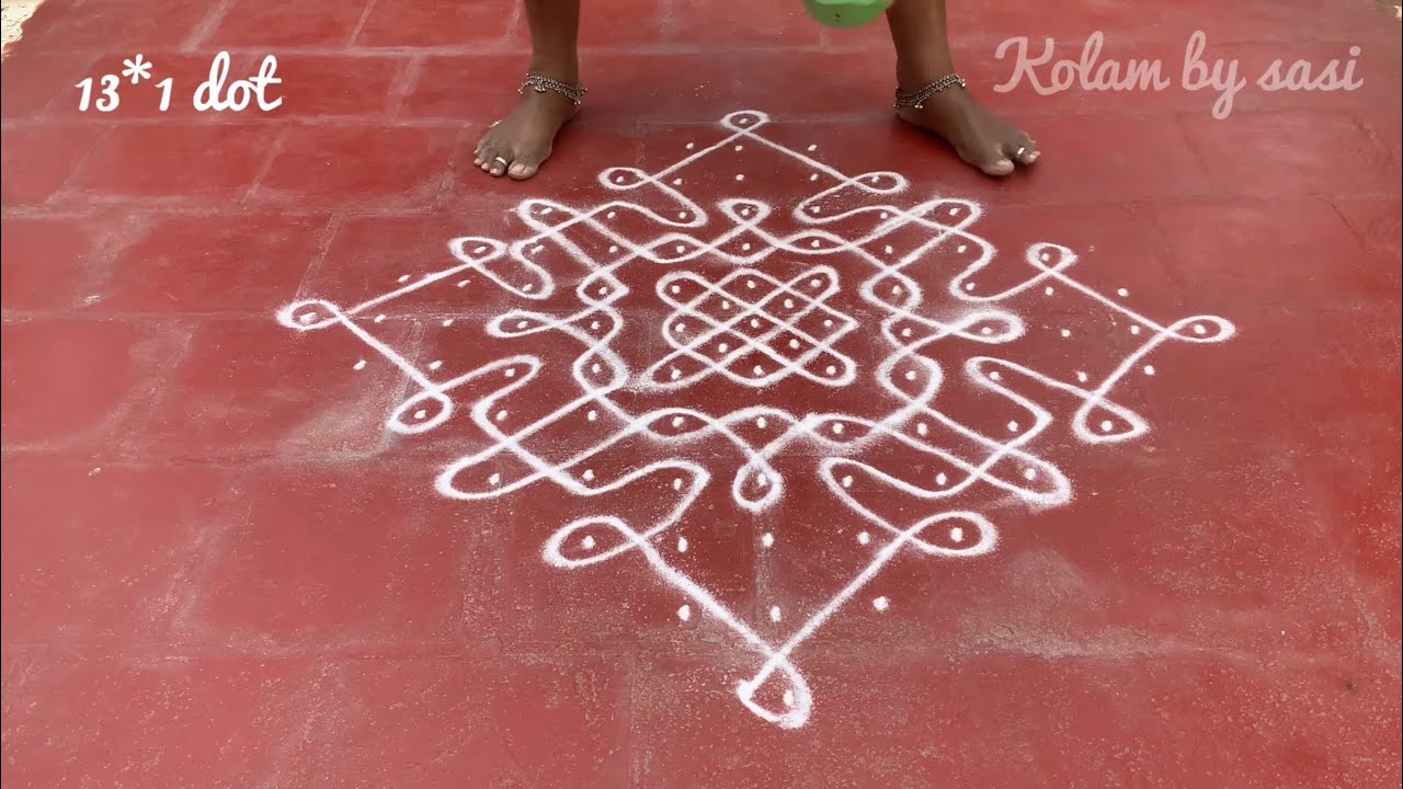 13*1 dot simple sikku kolam #mugguluchukkalamuggulu #muggulu #dailykolam #kolam @thiruappukutty6467 