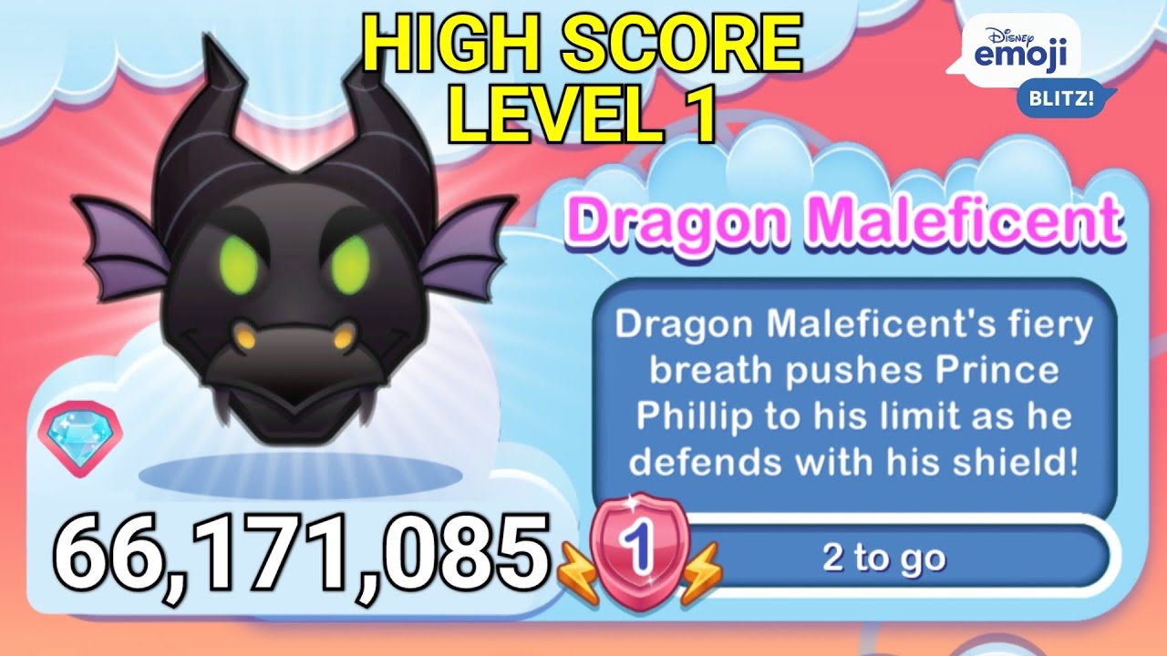 Disney Emoji Blitz DRAGON MALEFICENT (Level 1) - Sleeping Beauty - HIGH SCORE - Exclusive
