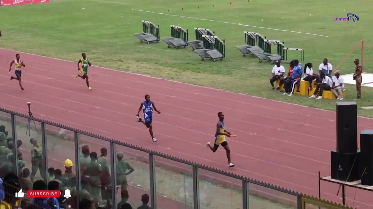 OKESS wins boys 4x400m heat 4. 3:16.02sec. SuperZonals 2026. Ashanti region.