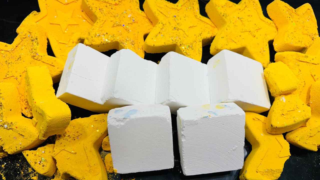 Fresh Gym Chalk Crushing | Yellow Star Shape Dyed | ASMR Sounds