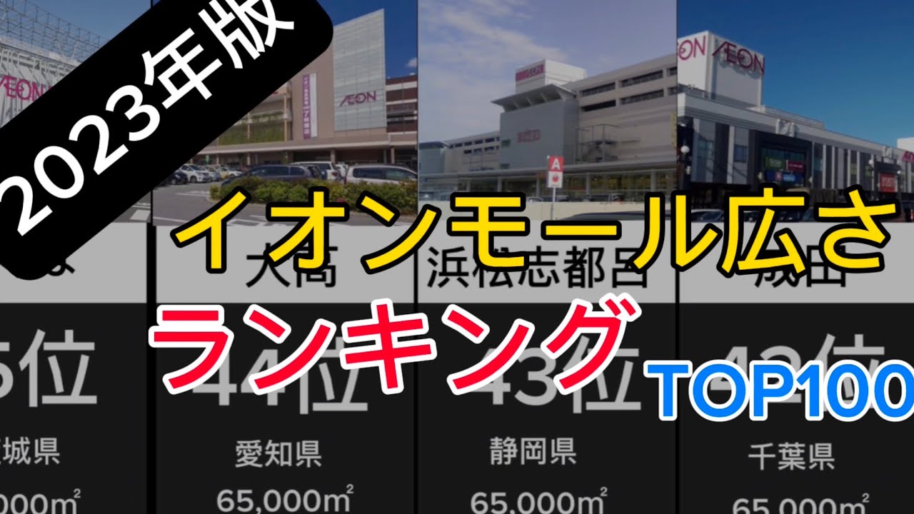 【2023年版】イオンモール広さランキングTOP100！