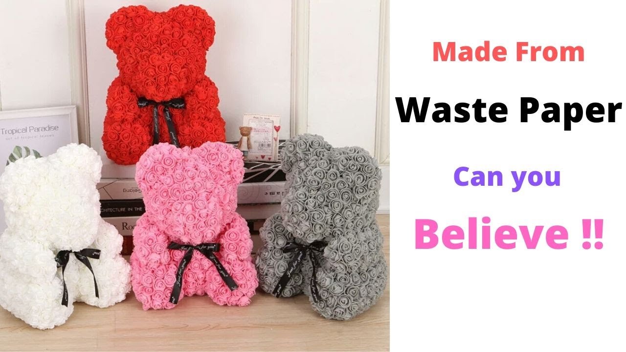 Waste Paper Flower Teddy Bear / DIY Paper Teddy For Home Decor By Aloha Crafts