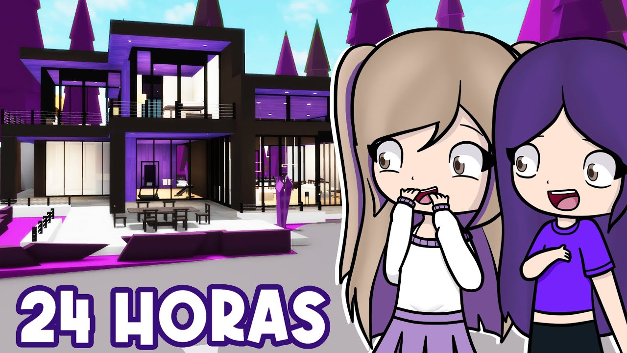 24 HORAS EN UN MUNDO VIOLETA EN BROOKHAVEN ROBLOX