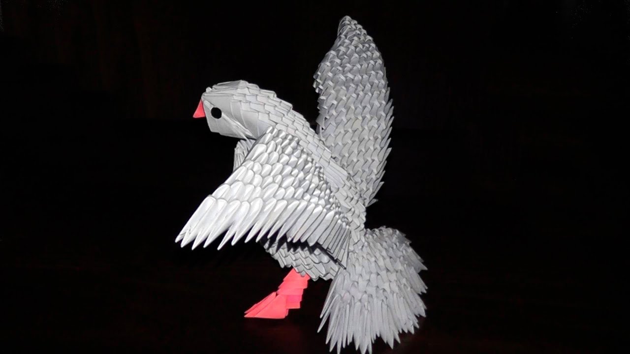 How to make a paper bird dove (a pigeon). 3D origami tutorial master class