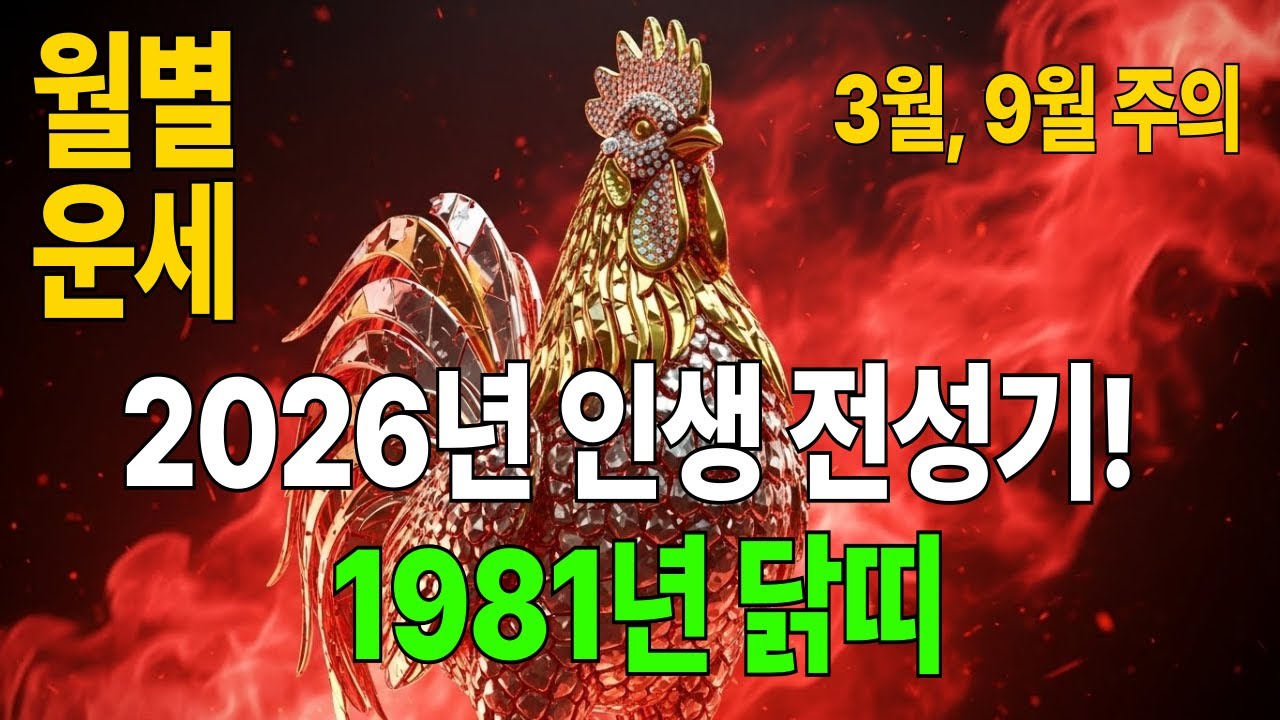81년 닭띠 필독! 2026년 역대급 관운과 재물운이 쏟아지는 이유 (1월~12월 완벽분석)#1981년생 #닭띠 #2026년운세 #병오년 #사주팔자 #대박운세