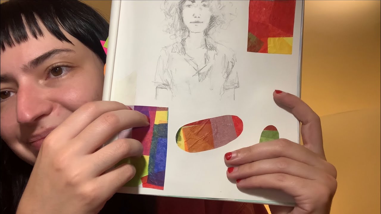 ASMR sketchbook tour: cough drop, whisper, paper sounds